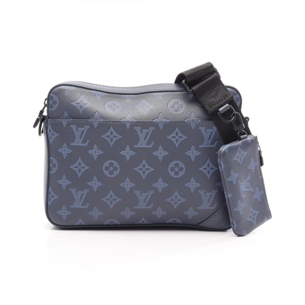 Louis Vuitton Duo Crossbody Bag Leather Monogram Navy Blue Shadow Black